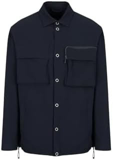 Emporio Armani Men's Nylon Seersucker Long Sleeve Boxy Fit Shirt