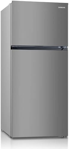 THFRIONE Top Freezer Refrigerator 30-Inch with 17.6 Cu. Ft.Capacity, Adjustable Thermostat Control, Full Size Freestanding Frost Free Fridge for Garage/Office/Home/Apartment, Stainless Steels Grey