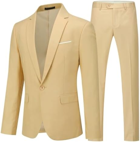 Cloudstyle Men's 2-Piece Suits Slim Fit 1 Button Dress Suit Jacket Blazer & Pants Set