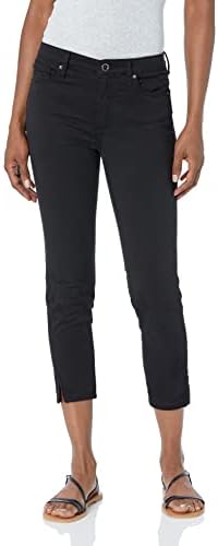 A|X ARMANI EXCHANGE womens Garment Dyed Super Skinny Slit Capri Denim Pants Jeans, Black, 24W x 24L US