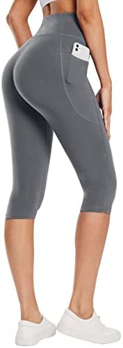 BALEAF Women's Capri Leggings Knee Length Cotton Capris with Pockets, High Waisted Yoga Workout for Casual Summer