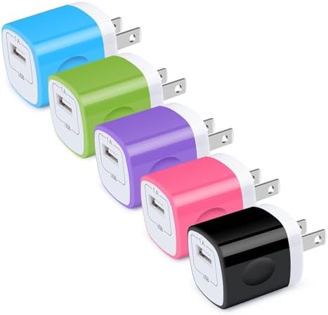 Wall Charger Block, Hootek USB Plug 5Pack 1A/5V Single Port Wall Charger Box Charging Cube Brick for iPhone 15 Pro Max 14 13 Pro 12 11 XS X 8 Plus,iPad,Samsung Galaxy,LG,HTC,Moto,Android Phone Charger