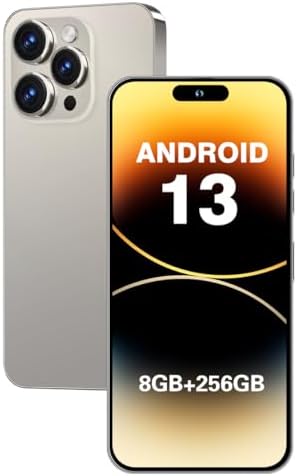 Deeptick Unlocked Cell Phones I14 ProMax Android 13 Smart Phones with Dynamic Island 8GB+256GB Mobile Phones 6.54" FHD Screen 48MP+24MP/5000 mAh/Dual SIM/Face ID(Grey)
