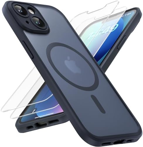 TOCOL 3 in 1 Magnetic for iPhone 13 Case, Upgraded [Full Camera Protection] [Compatible with Magsafe] [13FT Military Grade Protection] Bumper for iPhone 13 6.1 Inch, Black