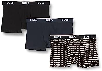 BOSS Men's 3-Pack Multi Design Bold Logo Trunks