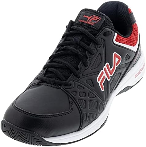 Fila mens Double Bounce 3 Pickleball Shoe, Black/Red/White, 10