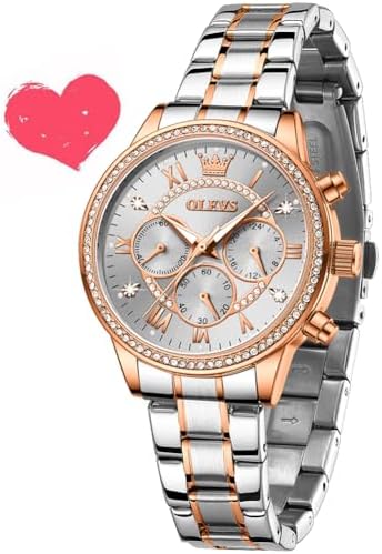 OLEVS Watches for Women, Fashion Dress Womens Watch, Waterproof Analog Quartz Stainless Steel Wristwatch, Elegant Birthday Gifts for Women Ladies & Girls