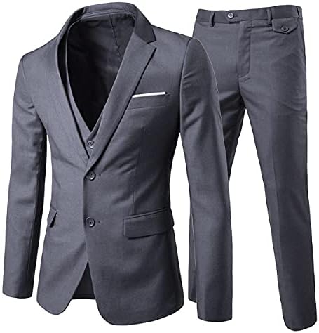 Cloudstyle Men's 3-Piece 2 Buttons Slim Fit Solid Color Jacket Smart Wedding Formal Suit