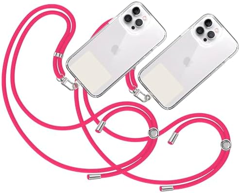 TBOC 2X Cell Phone Lanyard [Fuchsia] - Convenient and Comfortable iPhone Lanyard - Easy to Use Neck Phone Holder [White Ice Patch] - Adjustable Length Phone Strap Crossbody - Fits All Mobile Phones