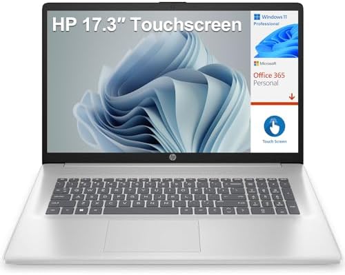 HP 17 17.3" Touchscreen HD+ Business Laptop Computer, Intel Pentium Silver N5030 up to 3.1GHz, 8GB DDR4 RAM, 256GB PCIe SSD, 802.11AC WiFi, Bluetooth 5.0, 1-Year Office 365, Windows 11 Pro S, AZXUT