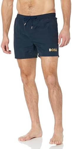 BOSS Men's Standard Metallic Logo Swim Trunks