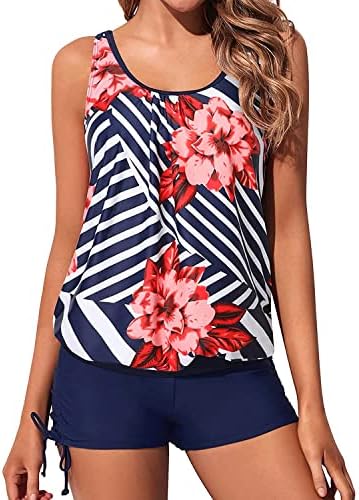 Yonique Blouson Tankini Swimsuits for Women 2 Piece Bathing Suits Tops with Boyshorts Modest Loose Fit Swimwear