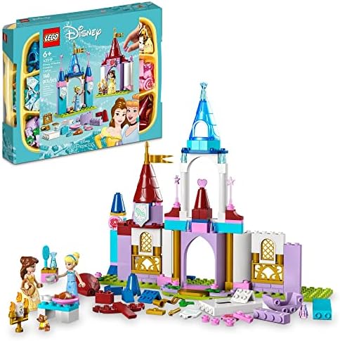 LEGO Disney Princess Creative Castles 43219, Toy Castle Playset with Belle and Cinderella Mini-Dolls and Bricks Sorting Box, Travel Toys for Girls and Boys, Sensory Toy for Kids Ages 6+