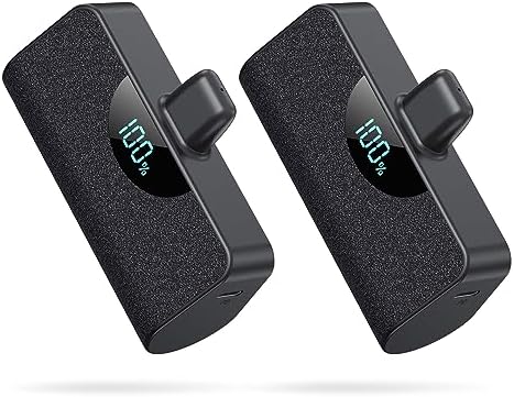 [2 Pack] Small Portable Charger 5200mAh for iPhone,Ultra Compact PD Fast Charging Power Bank,LCD Display Mini Battery Pack Compatible with iPhone 14/14 Pro Max/13/13 Pro Max/12/12 Pro/11/XR/X/8/7 etc