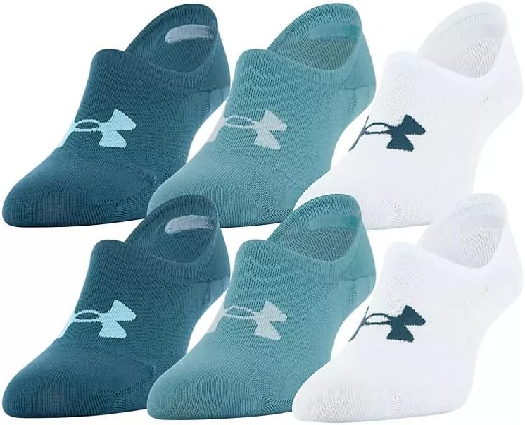 Under Armour Women's 6 Pack Essential Ultra Breathe Lite Low Socks - Breeze Blue/Assorted, Medium
