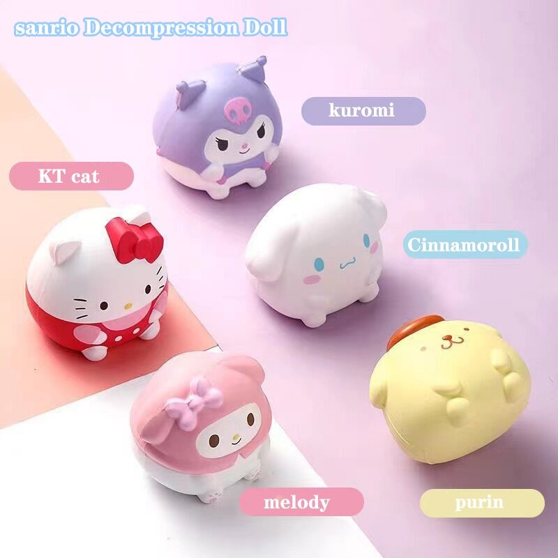 【Ready Stock】Sanrio Squishy Toys My Melody Decompression Doll Kuromi Plushie Cinnamoroll Slow Rebound Release Anxiety Toy Kawaii Hell
