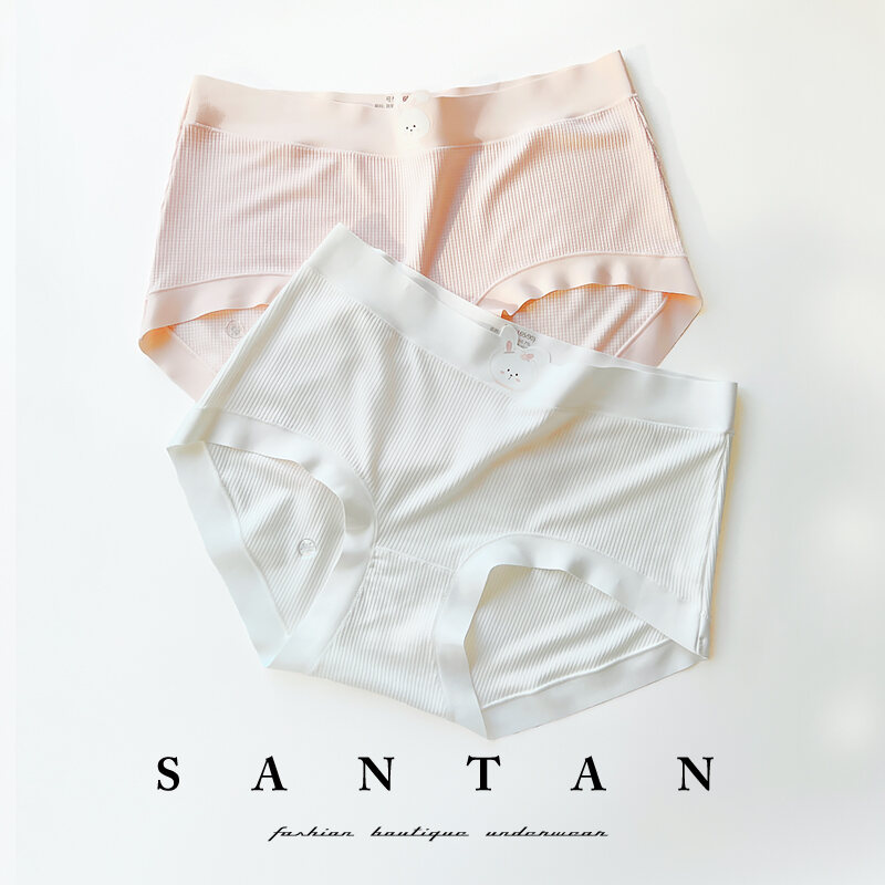 Soft Glutinous Rice Rabbit Cute Young Adult Adorable Rabbit Print Underwear Mid Waist Classic Briefs 5A Antibacterial Cotton Crotch