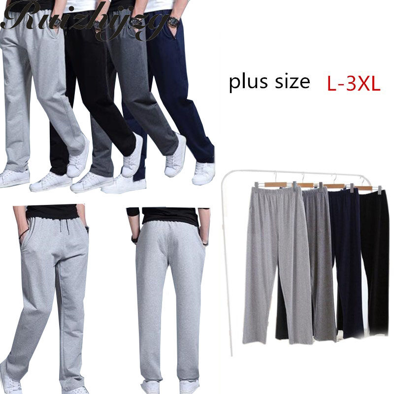 Ruizhijzg Pajama Pants Long Men Summer Large size Cotton Casual Loose Trousers Black Gret