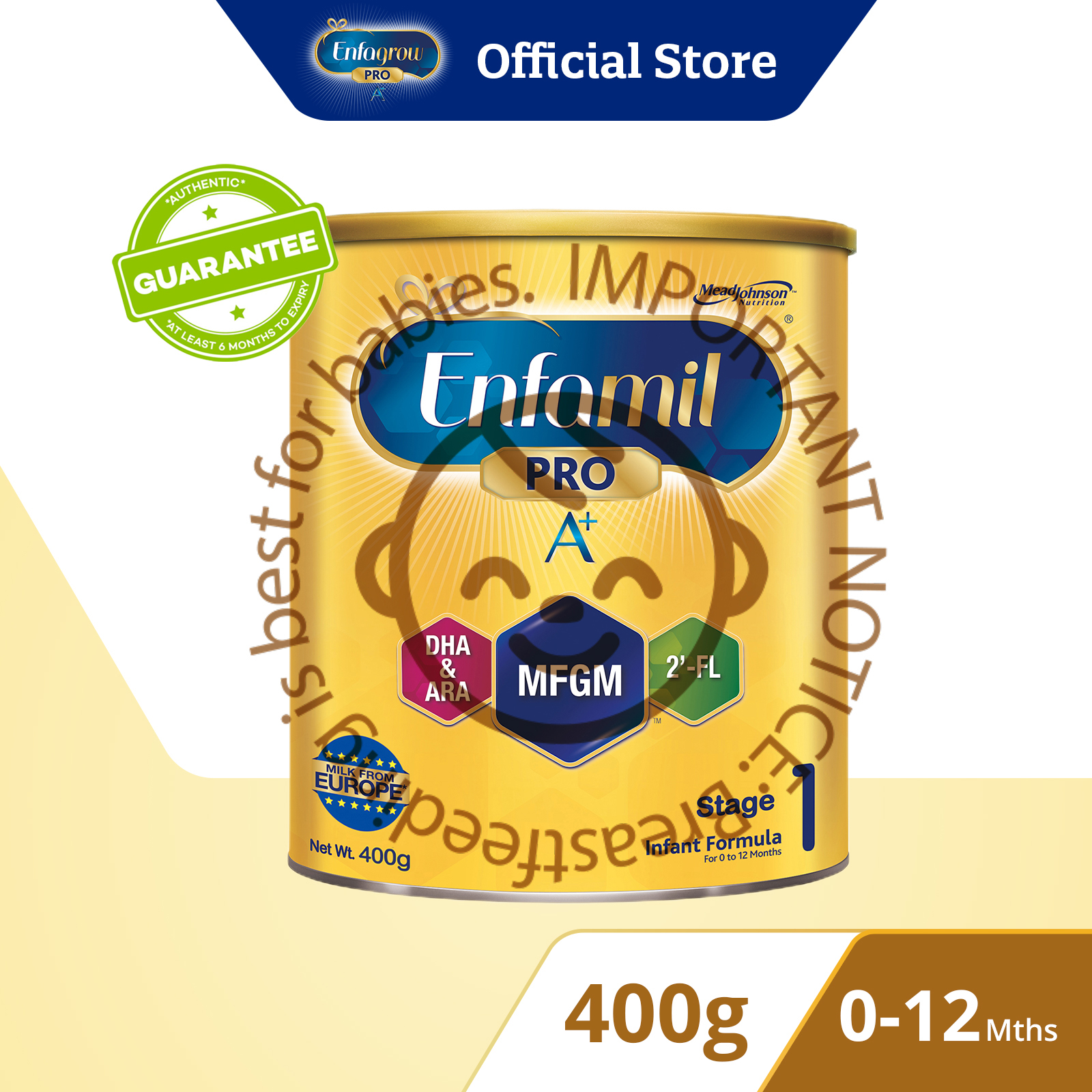 Enfamil PRO A+ Stage 1 Infant Formula Baby Milk Powder 360DHA+ (0-12M) 400g