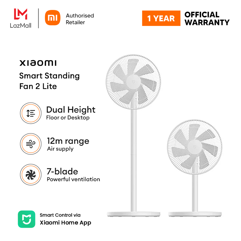 Xiaomi Fan 2 Lite Mi Smart Standing Fan Dual Height Wired Natural Breeze-Simulating Dual Blades DC Inverter Stand Fan for Home Mi Smart APP Control