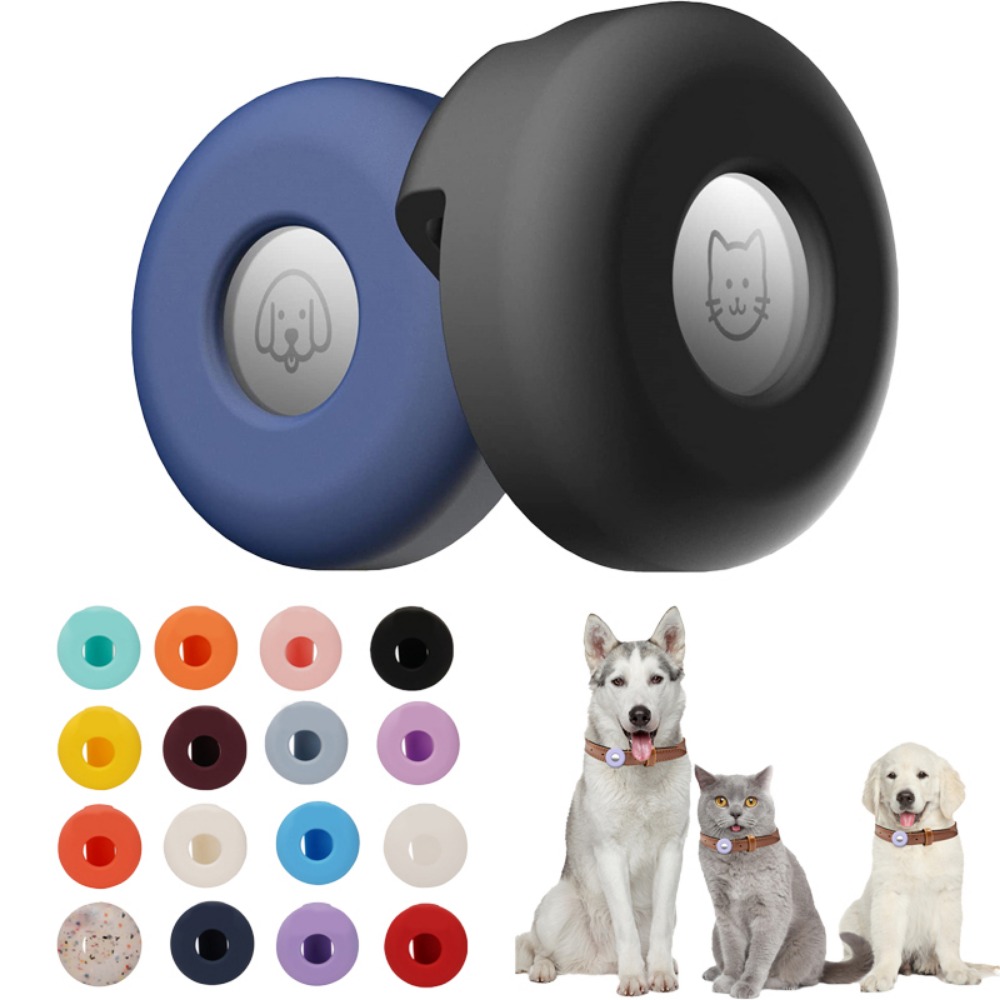 FLJUGY Silicone Anti-loss Cat Airtags Accessories Pet Tracker Dog Collar Clip Cover Air Tag Holder Locator Protective Sleeve Airtag Case