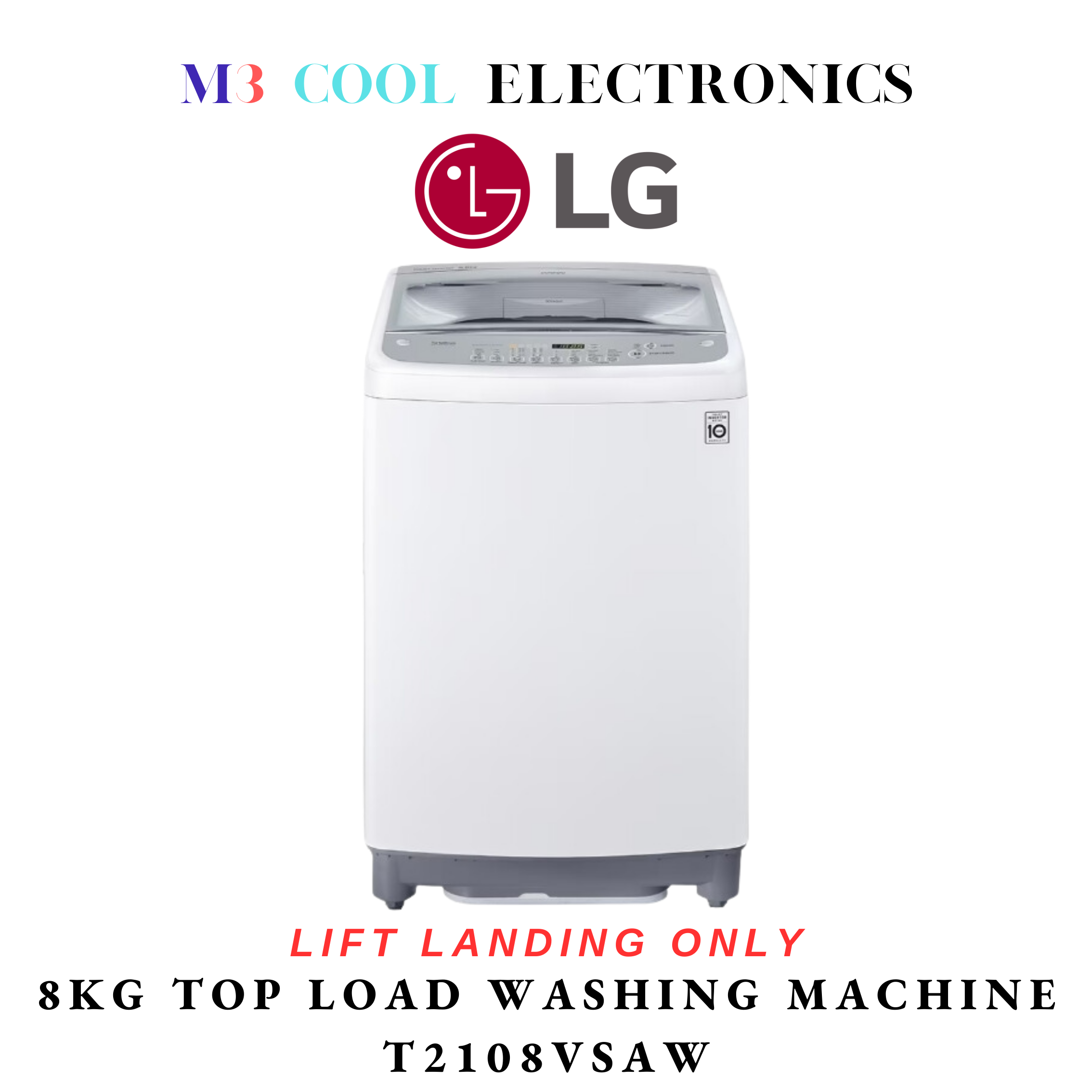 LG T2108VSAW SMART INVERTER TOP LOAD WASHING MACHINE 8KG - 2 YEARS LOCAL WARRANTY
