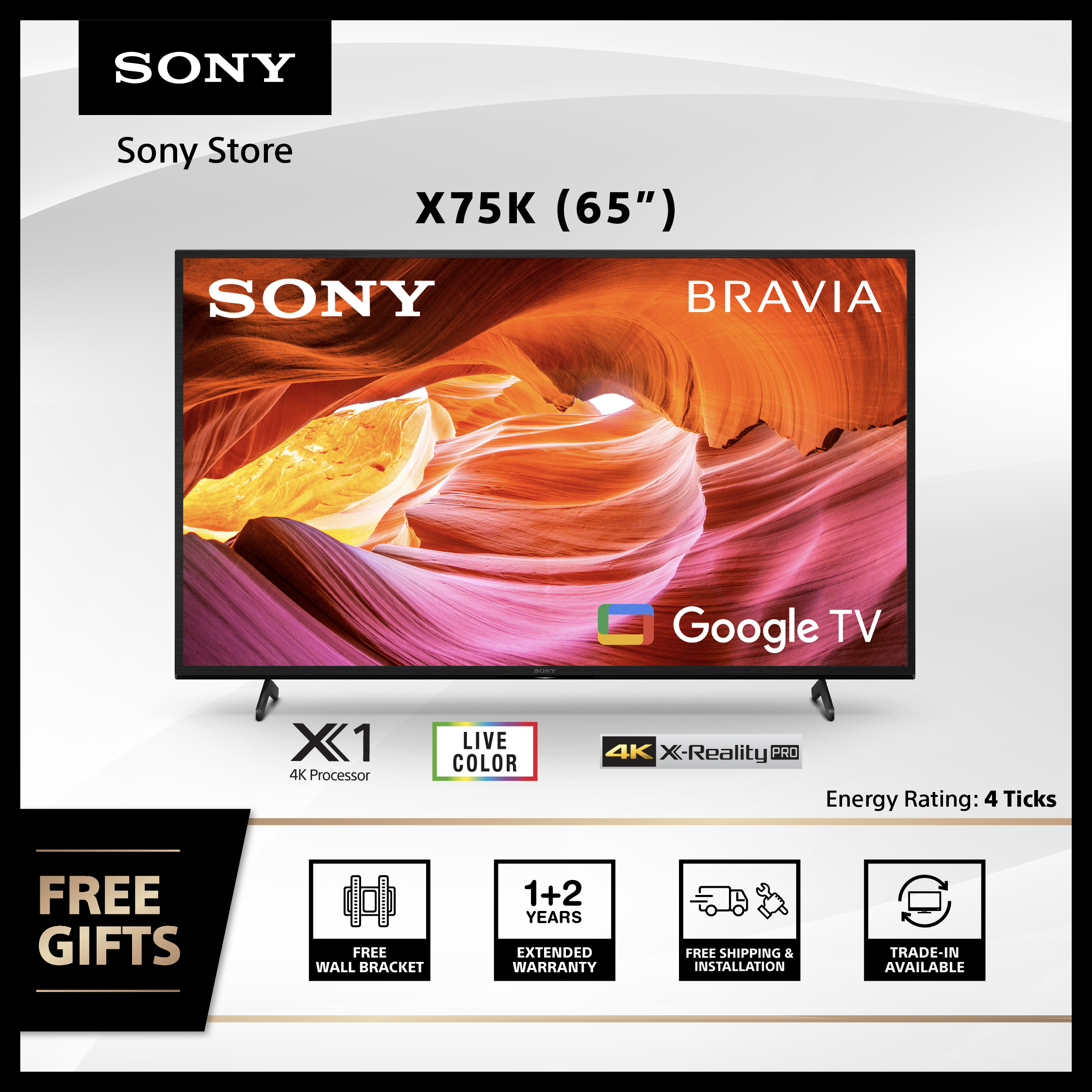 Sony Singapore | 65" X75K | 4K TV | 65X75K | Google TV | 3 Years Warranty
