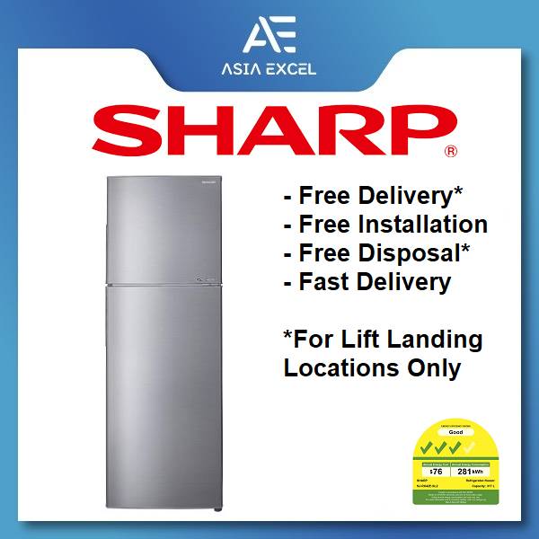 (Bulky) SHARP SJ-RX42E-SL2 315L SILVER TOP FREEZER REFRIGERATOR