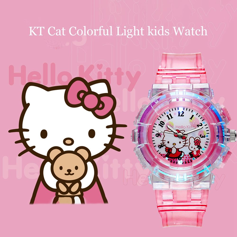 DOCTORD Adjustable Personality Luminous Silicon Boys Light Korean Style Wristwatch KT Cat Watch Girl Watch Kids Digital Watch Cartoon Watch